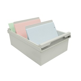 Exacompta 52340D Index File Box DIN A5 Landscape Recycled Plastic with 2 Dividers for up to 1200 Index Cards Light Grey Blue Angel Index Box