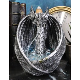 Ancient Wise Dragon Flame Protecting Rune Crystals Backflow Cone Incense Burner