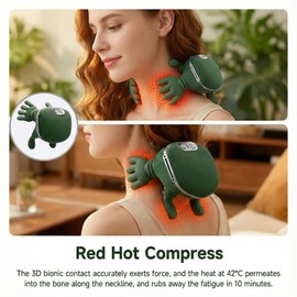 GDHMN Portable Neck and Shoulder Massager with Soothing Heat, 4D Deep-Kneading Rechargeable Massage Device for Back and Body Use at Home, Office or On the Go