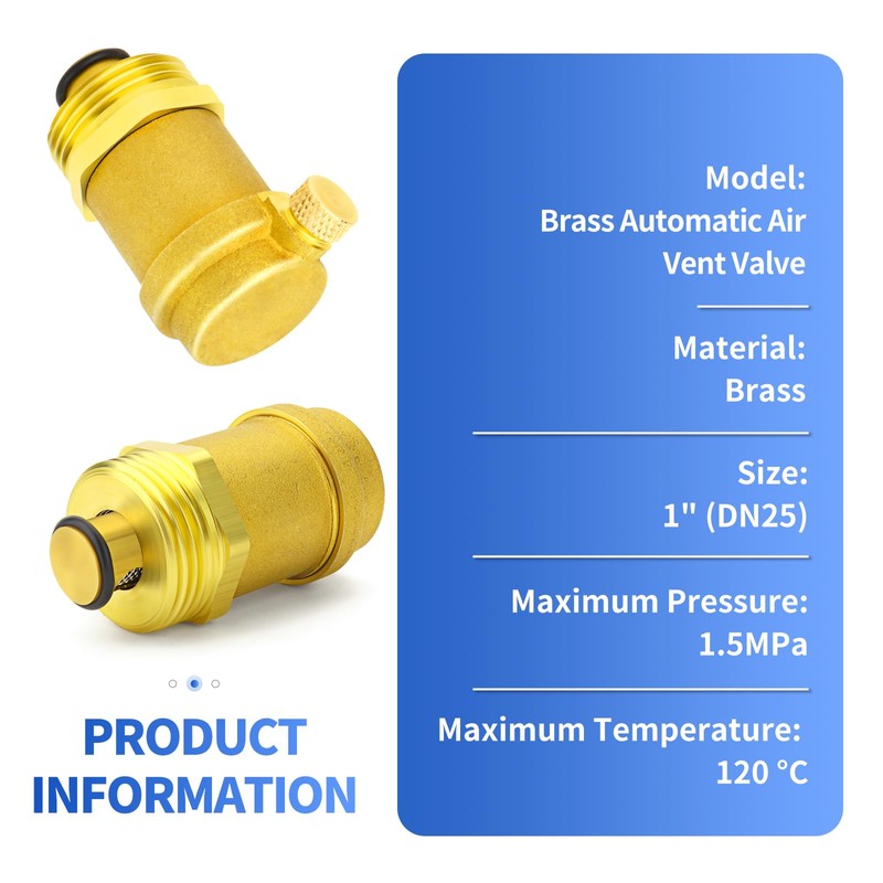 ERGAOBOY 1Pcs Brass Automatic Air Vent Valve, 1" BSP Air