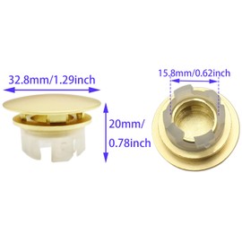LBTODH Round Hole Cover Matte Gold Sink Overflow Cap Brass Replacement Dual Layer Insert for Bathroom and Kitchen Basin