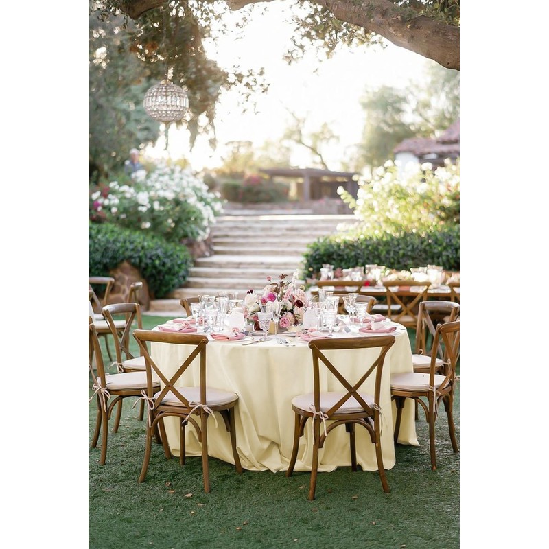 fani 8 Pack 108 Inch Round Tablecloth, Beige Polyester Fabric