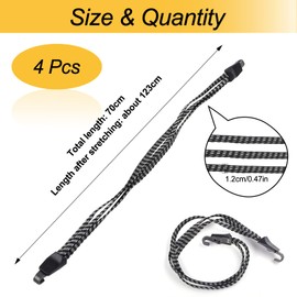 Pack of 4 Luggage Tensioners, 3-in-1 Tie Down Strap, Bicycle, Elastic Expander with Hooks, Elastic Pannier Rack Tie Down Straps for Pannier Rack, Bicycle, Motorcycle, etc. (70-12