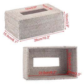 IGNPION Rattan Rectangular Tissue Cover Holder Decoration Tissue Organizer Box Tissue Paper Holder Box Tissue Storage Case Dispenser Napkin Organizer for House Office Car Hotel