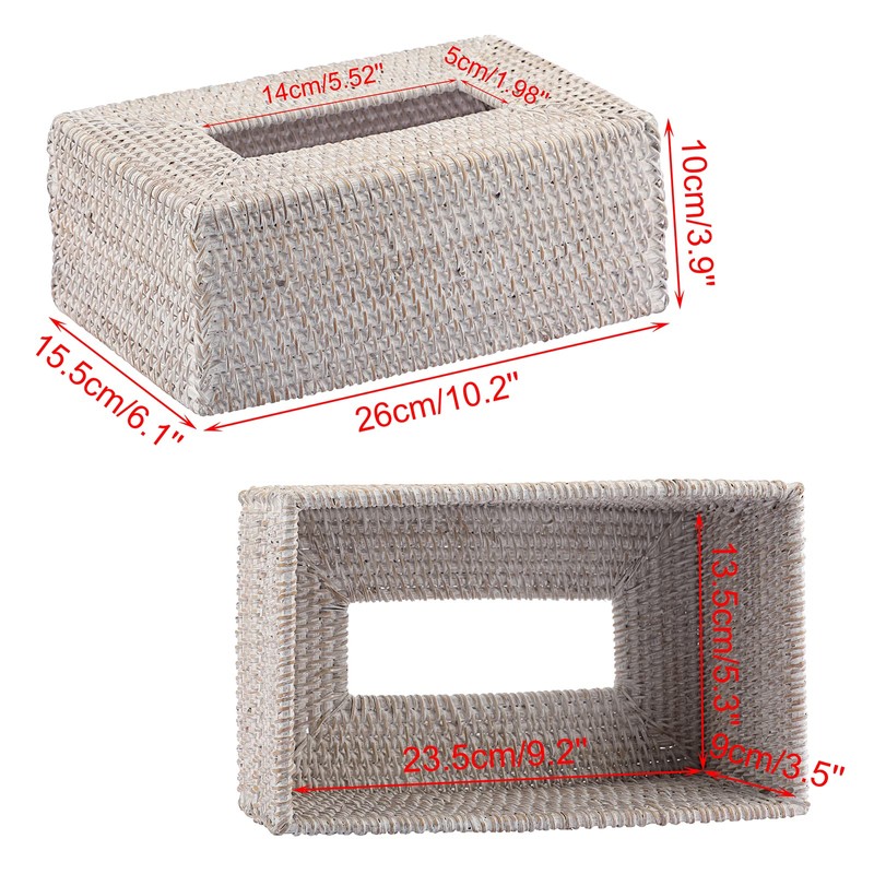 IGNPION Rattan Rectangular Tissue Cover Holder Decoration Tissue Organizer Box
