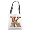 Monogrammed Christmas Initial K Gingerbread Cookie Letter K Tote Bag