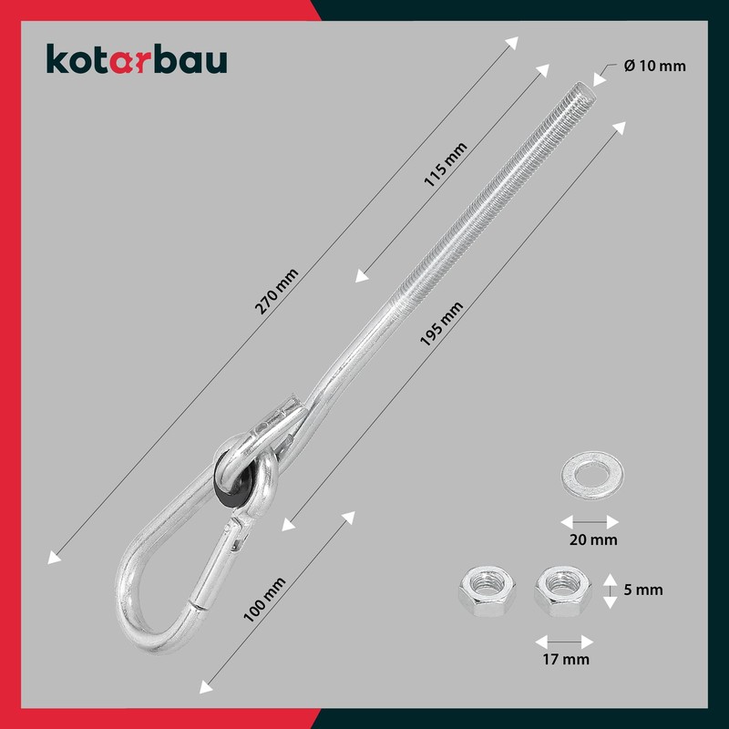 KOTARBAU Swing Hooks Pack of 2 M10 Bolts Carabiner Hook