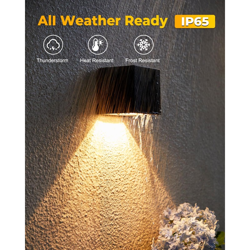 LUHLEE Solar Wall Lights Outdoor, Modern Square Solar Wall Sconce