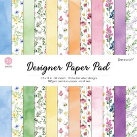 Desecraft Floral Bloom 12 x 12 pulgadas, papel decorativo para tarjetas, papel decorativo para hacer tarjetas, origami texturizado decorativo, álbum de recortes, papel, suministros de materiales