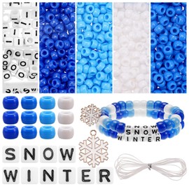 ZhowHoHo 30 Sets Winter Wristband Making Kit Winter Pony Beads Crafts with Snowflake Sign Snow Winter Letter Beads Winter Jewelry DIY Arts and Crafts Gifts (Winter)