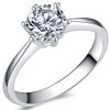 1.0 Carat Classical Stainless Steel Solitaire Engagement Ring (Silver, Z)