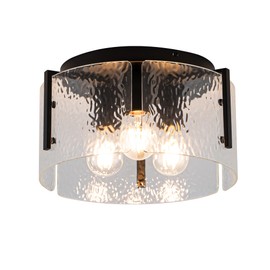 MAYNA Modern Black Semi Flush Mount Ceiling Light Fixture, 3-Light Hallway Light Fixtures Ceiling Mount, Dimmable Kitchen Lighting Fixtures Ceiling Lights for Bedroom Bathroom Dining Room Entryway
