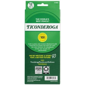 Ticonderoga Wood-Cased Pencils, Unsharpened, #2 HB Soft, Black, 12 Count