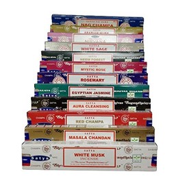 Satya Nag Champa and Sterling Effectz Combo Set of Incense Sticks and JR Incense Holder 12 Packs 15g, Multi Fragrances Set-JR10