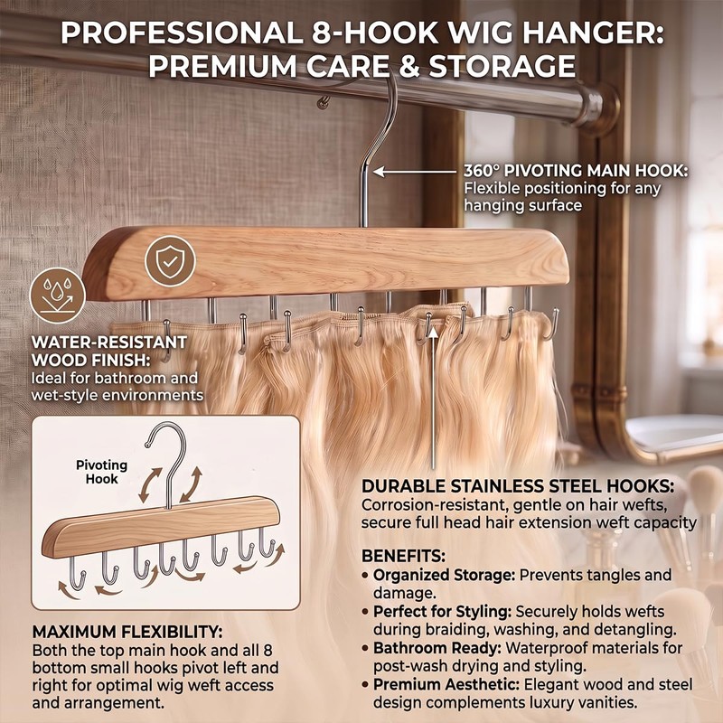 Hair Extension Holder for Hair Storing, Washing, Drying, Coloring, Styling,