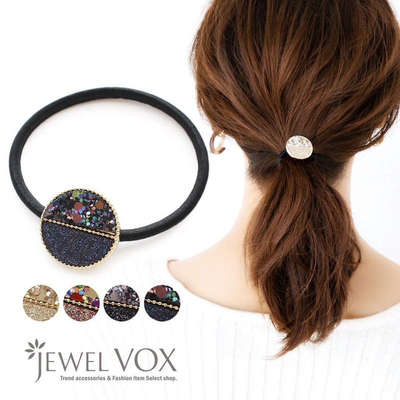 JewelVOX Hair Accessories, Hair Elastic, Stylish, Popular, Sequin, Lurex, Circle,