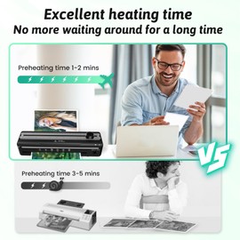 MAXDONE Laminator Machine A4 - Thermal Laminating Machine 4-in-1 Hot and Cold Laminator with Laminating Pouches Paper Trimmer and Corner Rounder No Bubbles Black