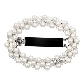 She's Vintage Elegance Pearl Ponytail Half Hair Clip, Retro Circle Design with Spring Mechanism for Bangs, Side, and Stray Hair, Classic Horizontal Barrette