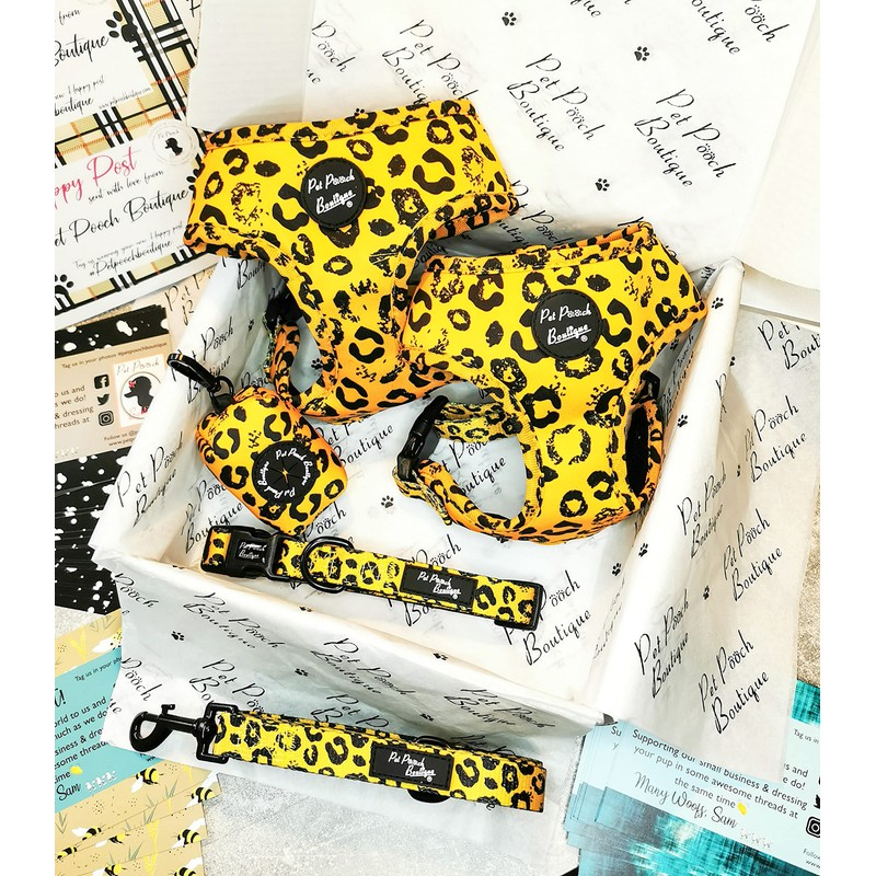 Pet Pooch Boutique Mustard Leopard Classic Dog Harness, Extra Large