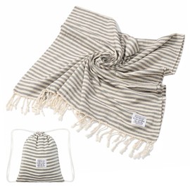 Black Turkish Beach Towel Oversize 100cm x 180cm with Carry Bag