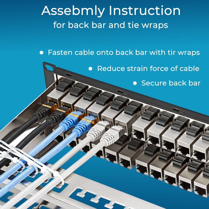 Rapink Patch Panel 48 Port Cat6A with Inline Keystone 10G
