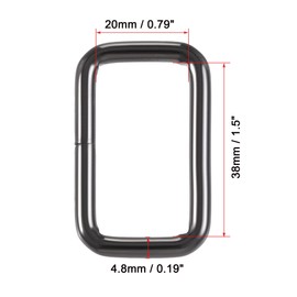 sourcing map Metal Rectangle Ring Buckles 38x20mm for Bags Belts DIY Black 10pcs