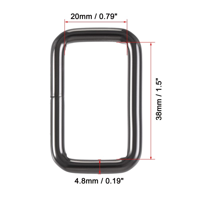 sourcing map Metal Rectangle Ring Buckles 38x20mm for Bags Belts