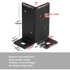 YIDU69Q 4 Pcs 4x4,6x6,8x8 Adjustable Split Post Anchor Base, 8 Gauge Deck Retrofit Bracket, Black