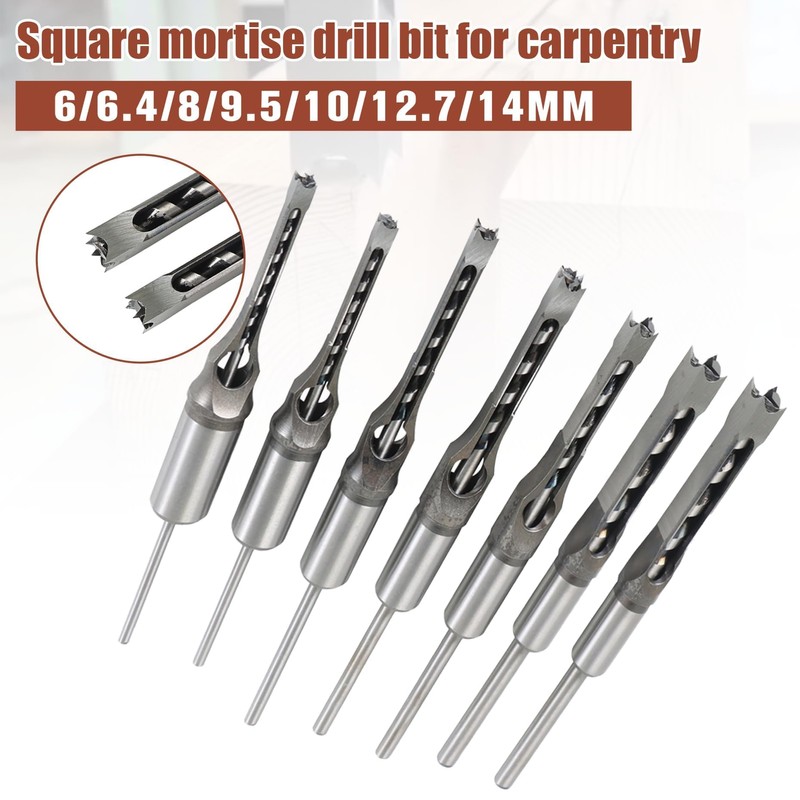 kimllier 7Pcs Square Hole Drill Bit, Stainless Steel Sharp Durable