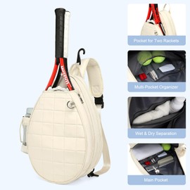 KAVIGOR Pro Tennis Crossbody Sling Bag: Waterproof 2-Racket Quilted Pickleball Bag with Wet/Dry Compartment | Durable Unisex Design for Women, Men and Youth