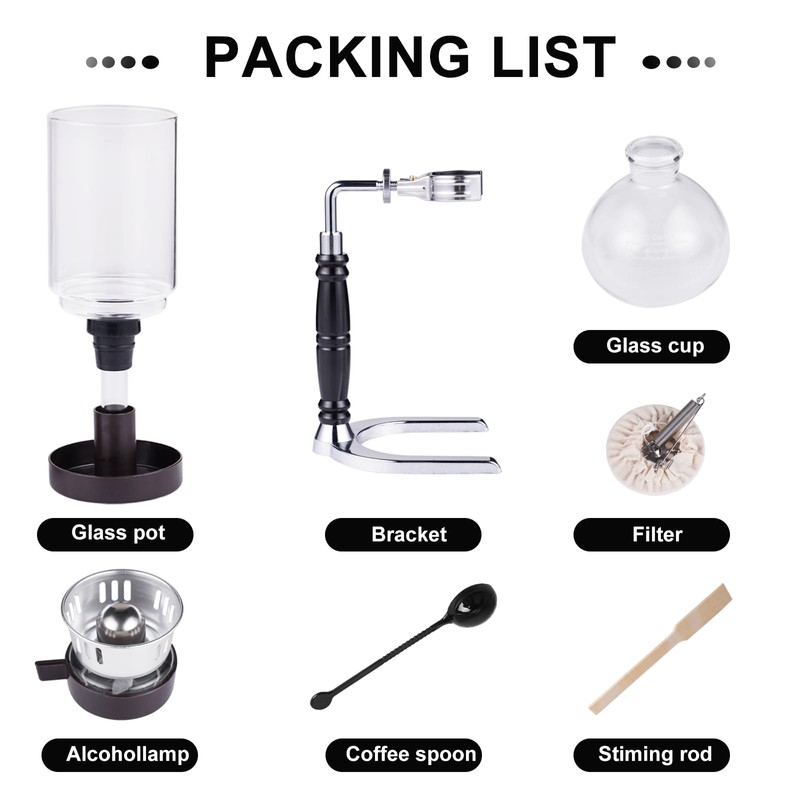 YUCHENGTECH Siphon Syphon Coffee Maker Tabletop Glass Siphon Pot Glass