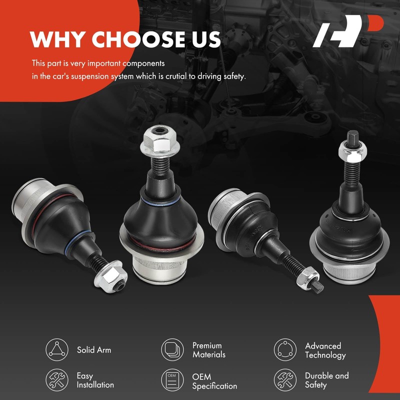 A-Premium Set of 4, Front Upper Lower Ball Joints, Compatible