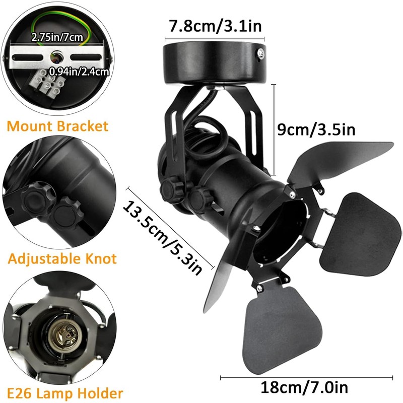 Jorunhe Vintage Ceiling Spotlight Fixture E27 Spot Light Industiral Spot