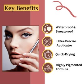 UZO Blaque Liquide Eyeliner - Waterproof Eyeliner - Liquid Eyeliner - Quick Drying - Longlasting Makeup - Sweat-proof Formula - Ultra-precise Felt tip applicator - Satin Black