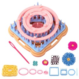 Flower Loom Kit, Round Knitting Loom Set with 1 Plastic Needles for Flower Weaving Knitting Machine Accessories (A)