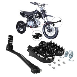 JFG RACING Motorcycle Folding Gear Shifter Shift Lever + Dirt Bike Foot Pegs CNC Universal for 50cc - 125cc CRF CR XR RM KX KLX YZ TTR PW SSR Apollo TAO TAO SDG Dirt Pit Bike Black