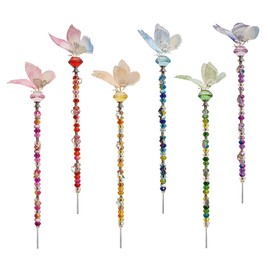 ZSlactp 200Pcs DIY Fairy Wand Beaded Garden Stakes Kit Butterfly Garden Stakes Decorative Fairy Garden Kit Fairy Garden Accessories Outdoor Decorative Garden Stakes (Butterfly)