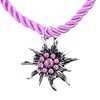 Alpin-Trachten Costume Necklace with Rhinestones Edelweiss Pendant and Satin Cord