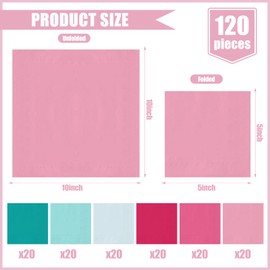 Whaline 120 Sheet Pink Blue Cocktail Napkin 2 Ply Rose Red Teal Blue Pastel Pink Paper Napkins 6 Colors Disposable Dinner Napkins For Wedding Birthday Supplies