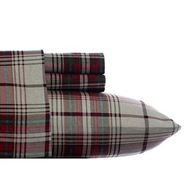 HNU 3 Piece Twin Casual 160 GSM Montlake Plaid Print Incredibly Comfortable Soft 100 Percent Cotton Flannel Sheets Set, Plain Weave Fully Elasticized Fitted Deep Pocket Colorful Red Sheets Set