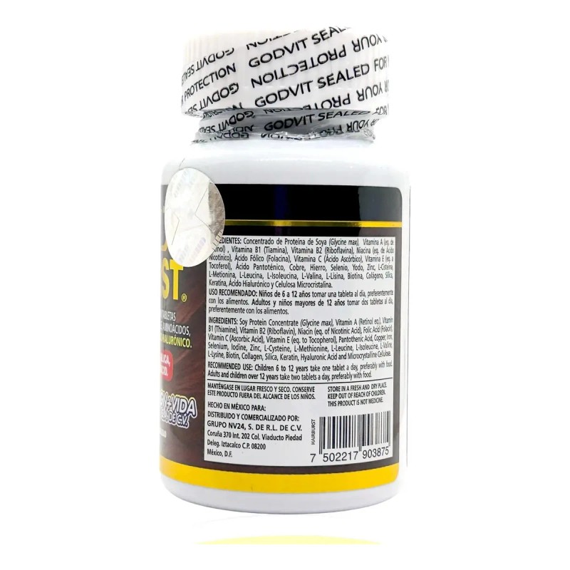 Hairburst Colágeno Biotina Keratina Ácido Hialuronico Tab
