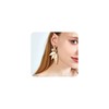Chunky Flower Pearl Dangle Earrings,Charming Plated Gold Irregular Leaf Pearl