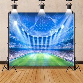 Pnylzzyxh Soccer Field Backdrop Stadium Soccer Competition Fans Night Spotlight Backdrop Boys Men Birthday Party Decorations Football Match Banner Photography Background Studio Props 10x8ft