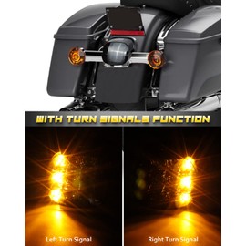 NTHREEAUTO Smoked LED Rear Brake Tail Light Integrated Turn Signals Taillights Compatible with Harley Dyna Road King Electra Glide Sportster Heritage Softail Touring