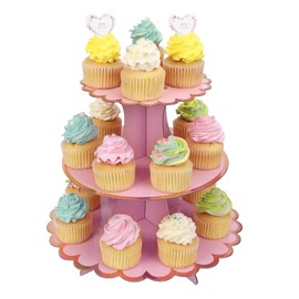 MengH-SHOP Cupcake Stand 3 Tier Cupcake Dessert Holder Cardboard Round Tower for Kids Baby Girls Themed Party Birthday Party
