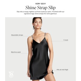 Victoria's Secret Shine Strap Slip Dress, Black (S)