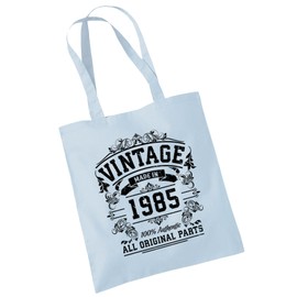 40th Birthday Gifts For Women - Cotton Tote Bag For Her - Funny Original Parts Born In 1985 - Present Bag Gift Wrapping - Pblue