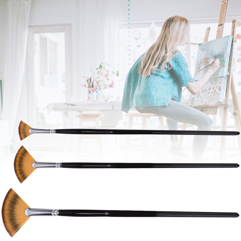 Painting Brush Nylon Hair Birch Handle Fan shape Gouache Watercolor