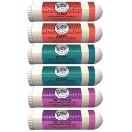 Messentials Wild Essentials Concentration 6 Aromatherapy Nasal Inhaler Multi Pack Made wi...