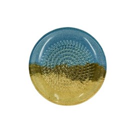 Kaladia Ceramic Grating Plate/Ceramic Slicer - Ideal for Ginger, Parmesan etc. - Blue & Brown - Diameter: 12 cm - Handmade & Hand Painted - Made in Spain